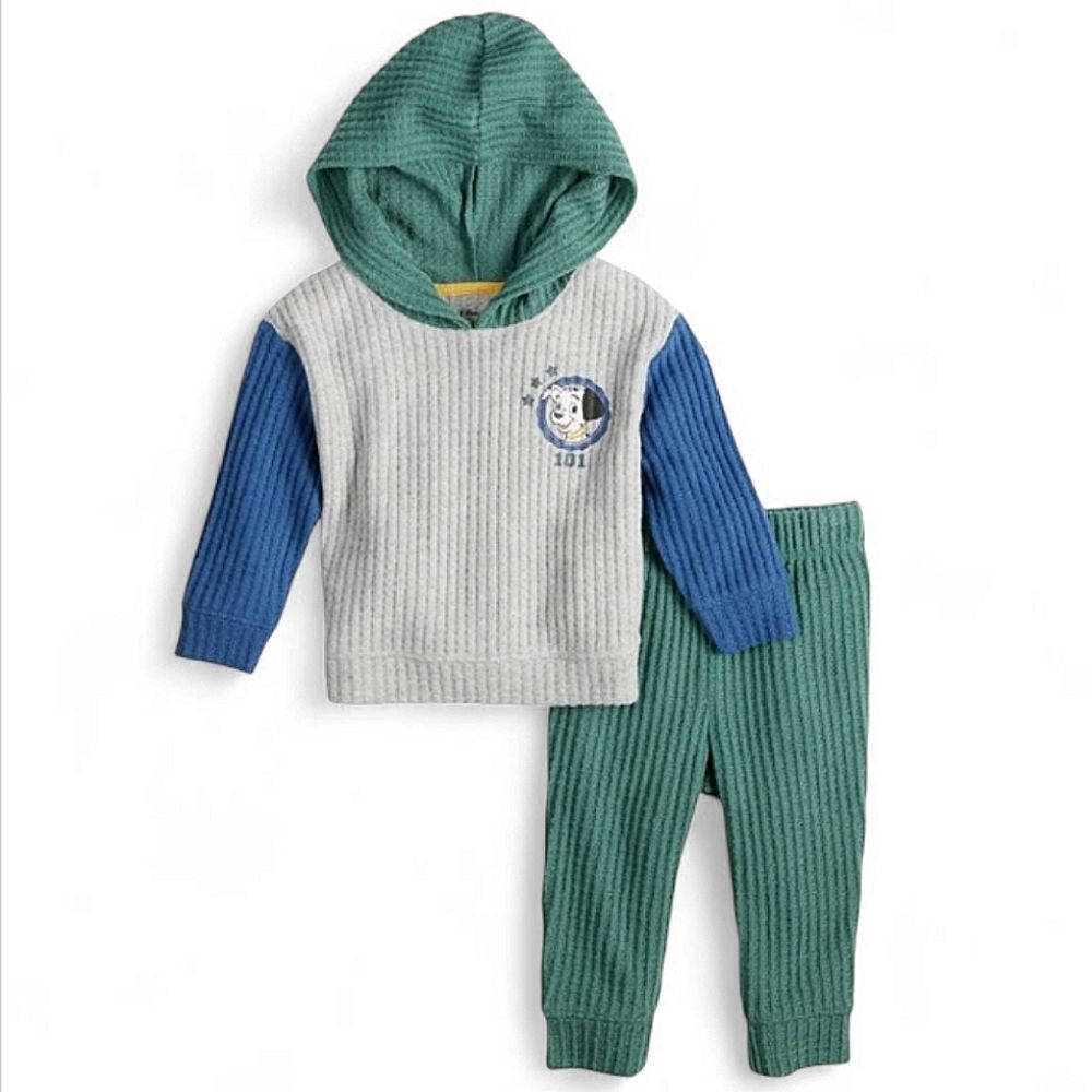 Disney 101 Dalmatians Boy Waffle Knit Hoodie And Pants Set Size 12 Months